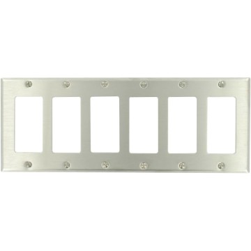 84436-40 6-Gang Decora/GFCI Device Decora Wallplate, Device Mount, Stainless Steel