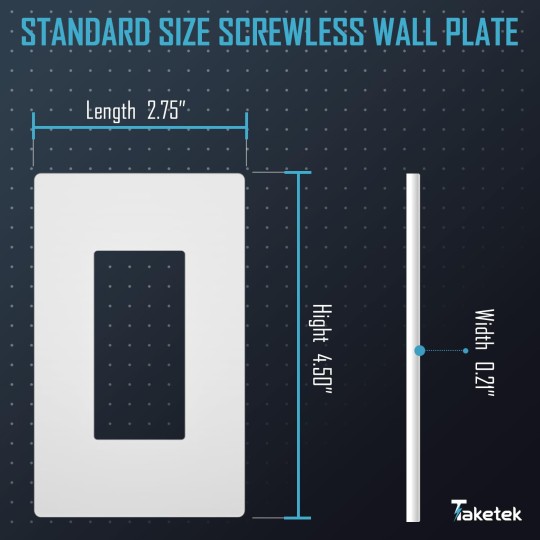 Screwless Decorator Wall Plate, Child Safe Outlet Cover, 1-Gang White Switch Plate Covers, Unbreakable Polycarbonate Thermoplastic, Standard Size, Glossy, 40 Pack