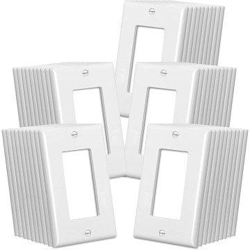 (50 Pack) Decorator Wall Light Switch and (50 Pack) CML 15 Amp Decorator Wall Receptacle Outlet, Wall Plates Included, White, UL Listed