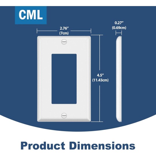 Matte White Decorator Wall Plates, 50 Pack Electrical Outlet Receptacle Covers, 1-Gang Switch Plates, Standard Size 2.76” x 4.5”, Impact Resistant, UL Listed, Contractor Pack
