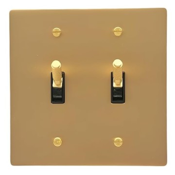 Metal Workz Hardware Gold Brass Cross Knurled Design Diamond Cut Pattern Solid Toggle Handle Light Metal Switch 15A Panel American Standard Fit (Toggle Switch 2-Gang)