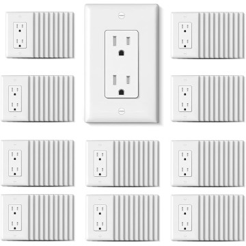 (100 Pack) 15 Amp Decorator Wall Receptacle, Standard Electrical Outlet with Wall Plates, 15A/125V, UL Listed
