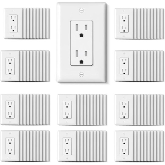 (100 Pack) 15 Amp Decorator Wall Receptacle, Standard Electrical Outlet with Wall Plates, 15A/125V, UL Listed