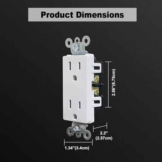 (100 Pack) 15 Amp Decorator Wall Receptacle, Standard Electrical Outlet with Wall Plates, 15A/125V, UL Listed