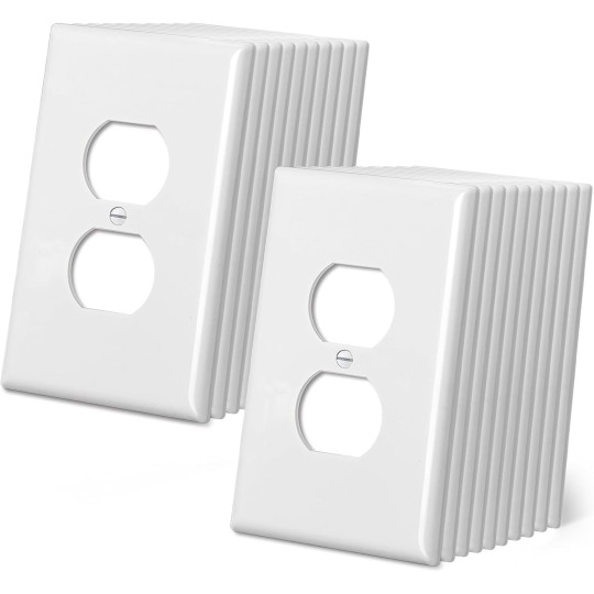Jumbo Duplex Outlet Covers, 20 Pack Oversized Electrical Outlet Wall Plate, 1-Gang Switch Plates, Dual Receptacle Faceplate, Over-Size 3.5” x 5.5”, Impact Resistant, Gloss White