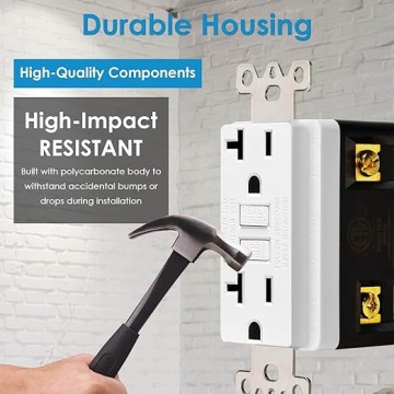 20pk Outlet 20A GFCI No-Tamper Resistant Outlet 125V, UL Listed, LED Indicator Button Test Receptacle, Ground Fault Circuit Interrupter, Home Safety Socket, Electrical Outlet with Wall Plates Screws