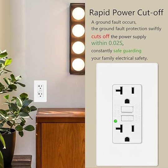 20pk Outlet 20A GFCI No-Tamper Resistant Outlet 125V, UL Listed, LED Indicator Button Test Receptacle, Ground Fault Circuit Interrupter, Home Safety Socket, Electrical Outlet with Wall Plates Screws