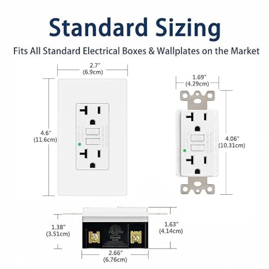 20pk Outlet 20A GFCI No-Tamper Resistant Outlet 125V, UL Listed, LED Indicator Button Test Receptacle, Ground Fault Circuit Interrupter, Home Safety Socket, Electrical Outlet with Wall Plates Screws