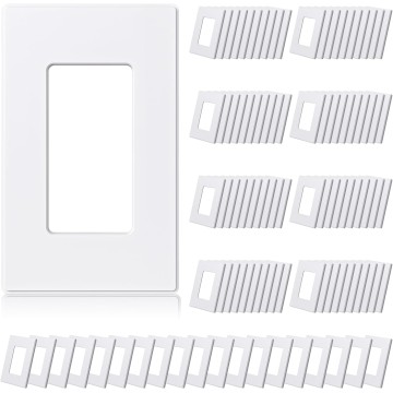 Matte White 1-Gang Screwless Decorative Wall Plates, Standard Size Unbreakable Thermoplastic Faceplate Cover for Decorator Receptacle Outlet Switch, UL Listed (100 Pack)