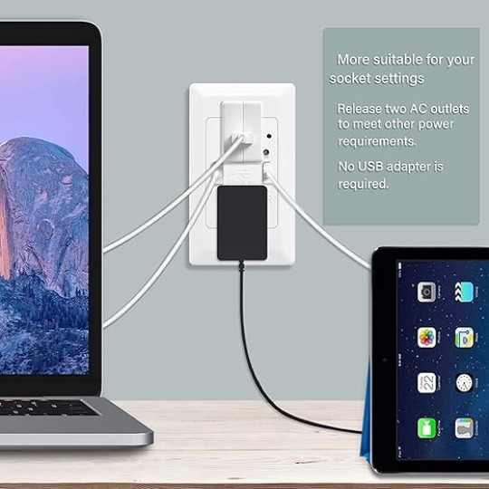 USB Outlet with Night Light,Dusk Dawn Sensor,4.2A High Speed Duplex Receptacle Electrical AC Wall Outlets,with Wall Plates，White,10 Pack